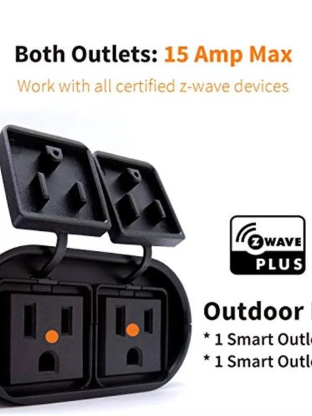 Dual Smart Outlet, Outdoor Zwave Smart Plug, Waterproof Dual On/Off Socket